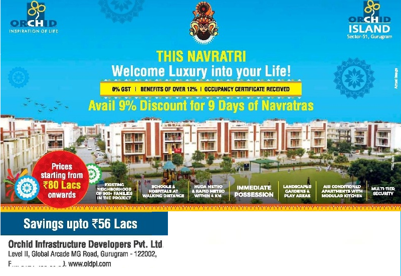 Avail 9 percent Discount this Navratri in Orchid Island with GST Benefits Update